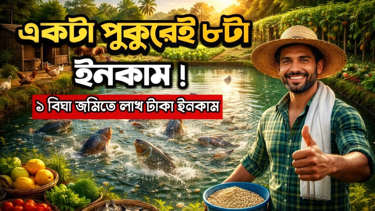 বিশ্বাস করবেন না! একটা পুকুরেই ৮টা ইনকাম! এক বিঘা জমিতে ফুল ফার্মিং মডেল