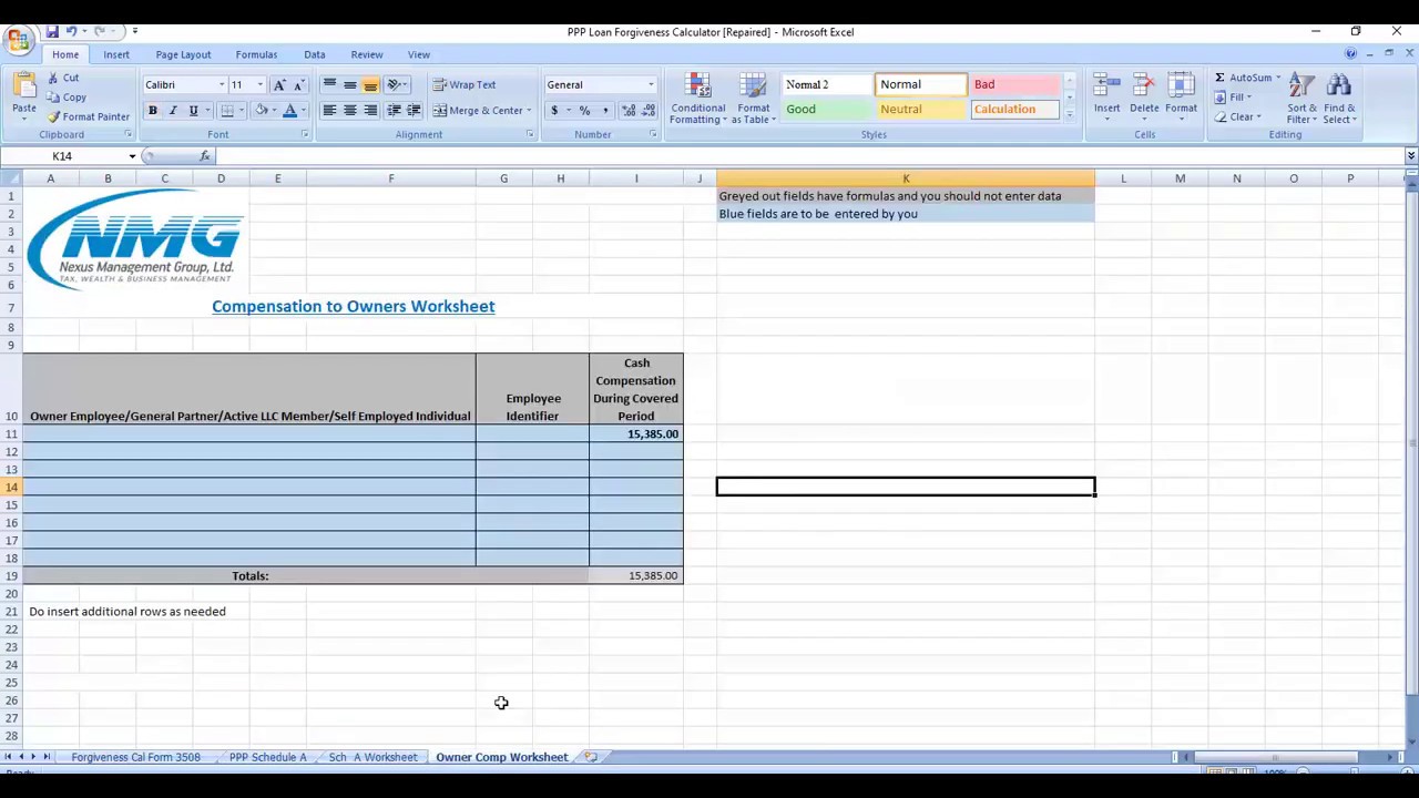 PPP Loan Forgiveness Calculation