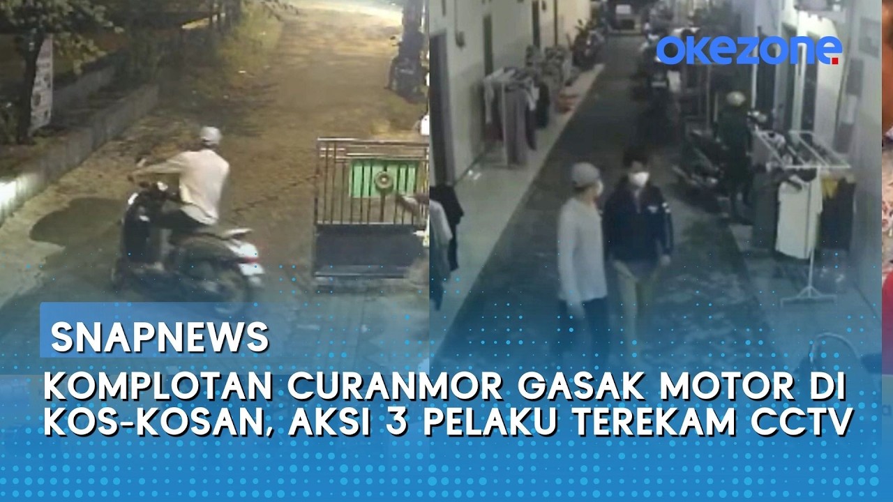 Komplotan Curanmor Gasak Motor di Kos-kosan, Aksi 3 Pelaku Terekam CCTV