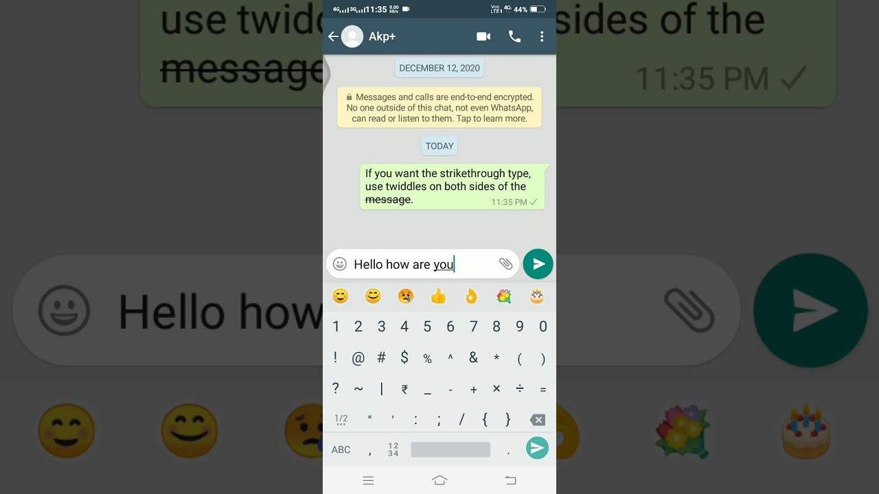 If you want the&nbsp;strikethrough type messages in whatsapp