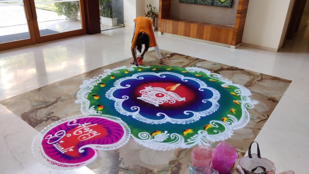 simple & creative Diwali Rangoli design | दिवाळीनिमित्ताने खास रांगोळी
