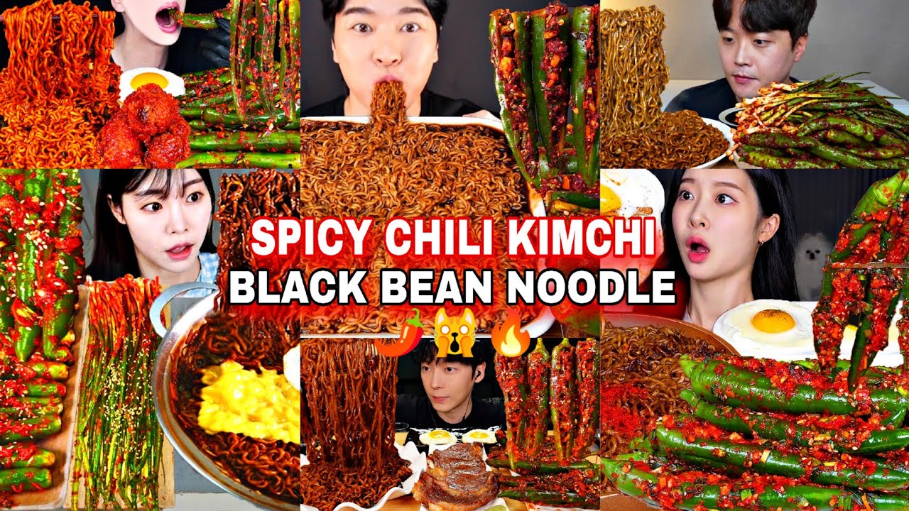 Mukbangers BEST Combo Food | Spicy Chili Kimchi & Black Bean Noodles (compilation)