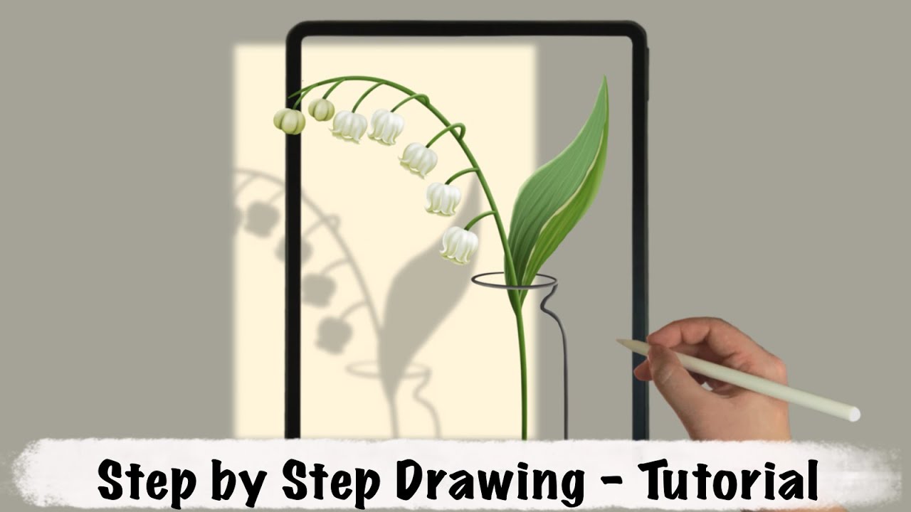 Lily of the Valley Flower in a Hollow Vase iPad Procreate Drawing - Step by Step Drawing Tutorial