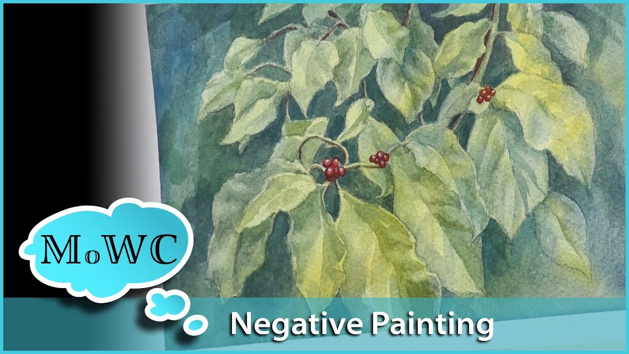Negative Painting Leaf Study in Watercolor