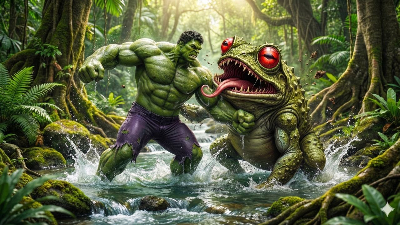 THE HULK vs. GIANT MUTANT FROG | Epic Jungle Battle (4K)