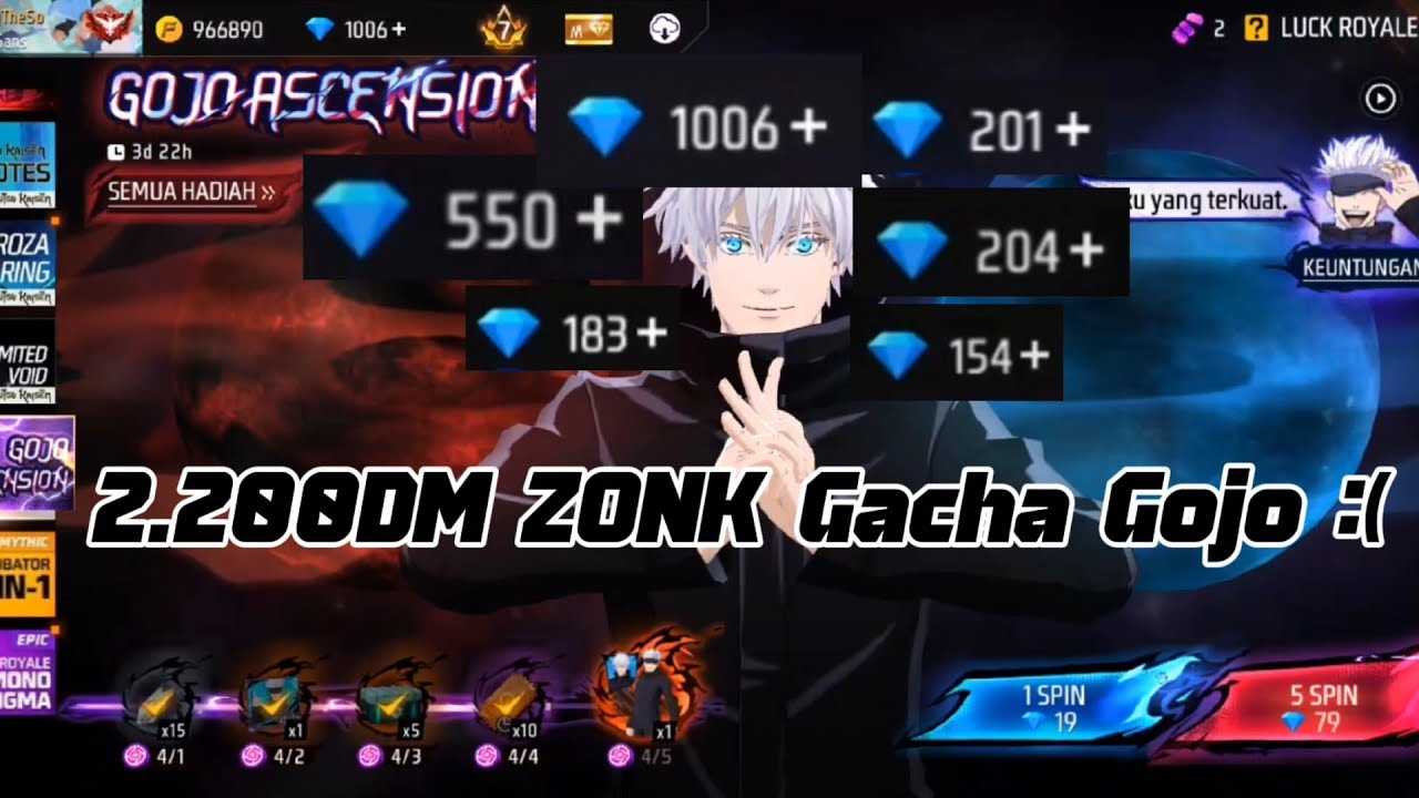 2.200DM ZONKK Gacha Gojo Cuman Dapat Hikmahhhhhh :(