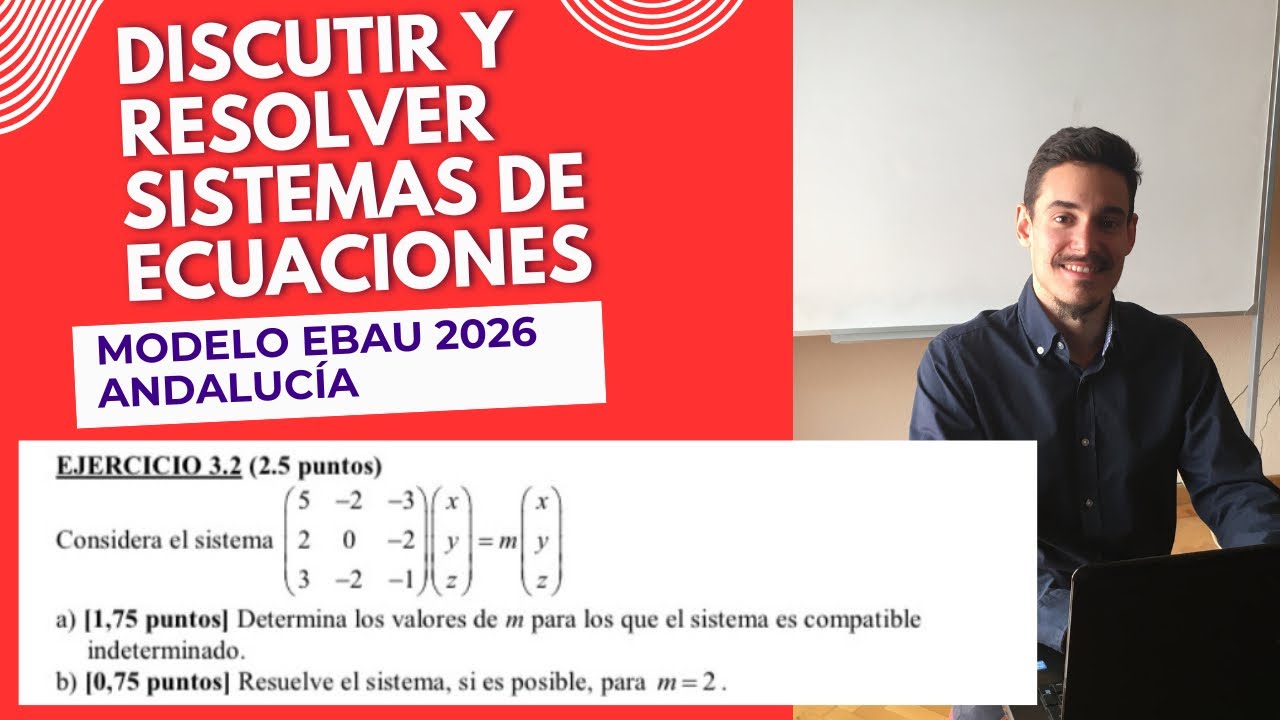 Ejercicio modelo EBAU 2026: c&oacute;mo discutir y resolver un sistema de ecuaciones sin errores