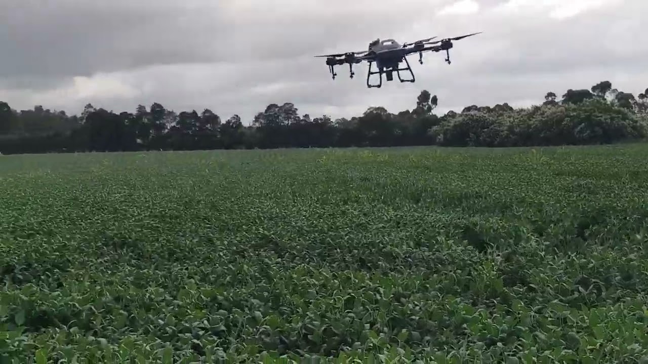 Aplicação de Fungicida e Inseticida via Drone em lavoura de Soja