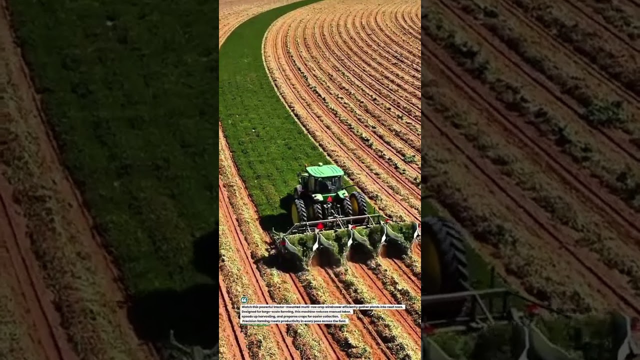 Multi-Row Crop Windrower Harvest in Action 🚜🌾 #FarmingTech #TractorPower #AgriInnovation