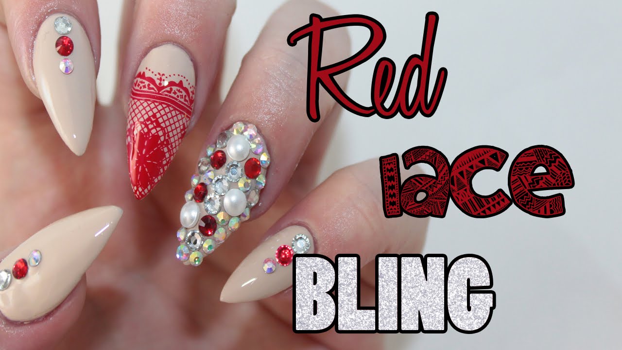 HOW TO: Red Lace Acrylic Nails
