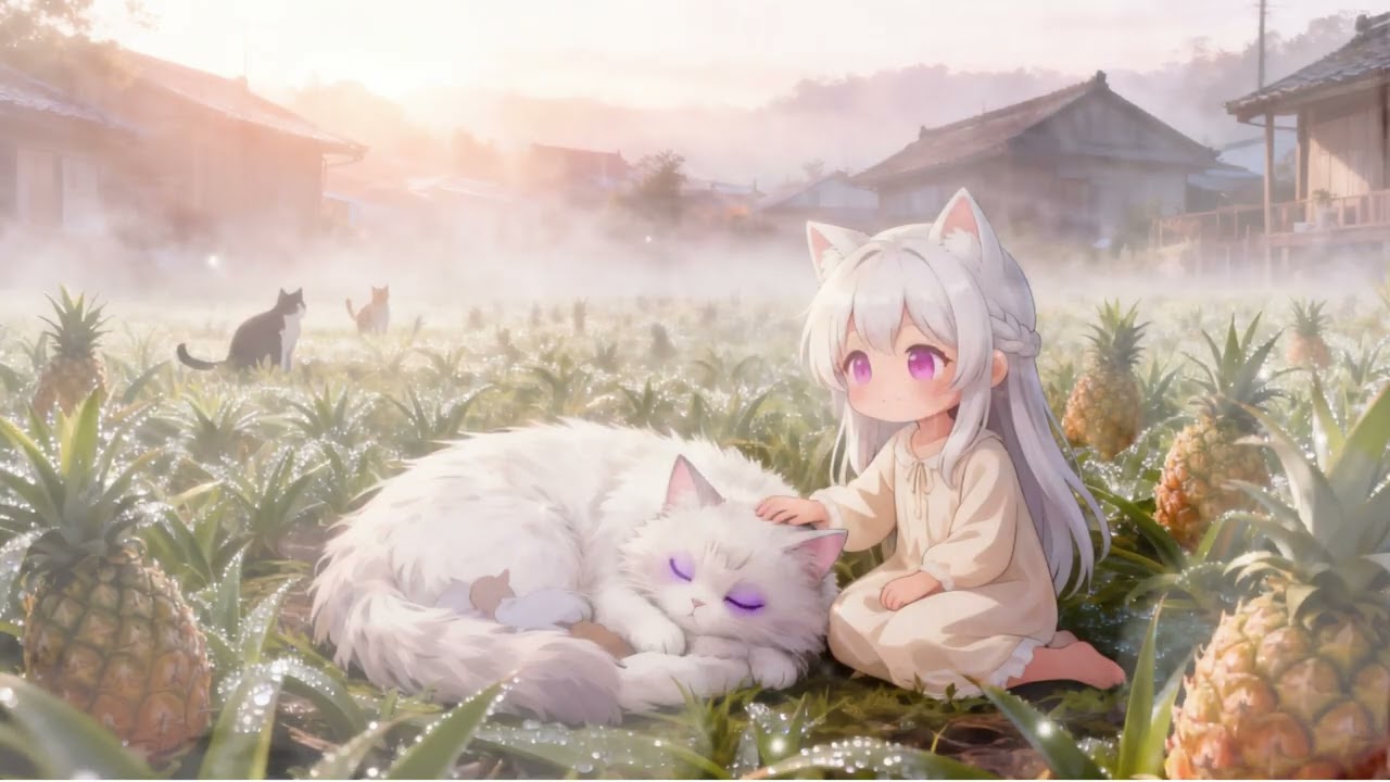 Cozy Cat Village 🌿🐱 | Morning Mist & Calm Energy for Focus and Coffee