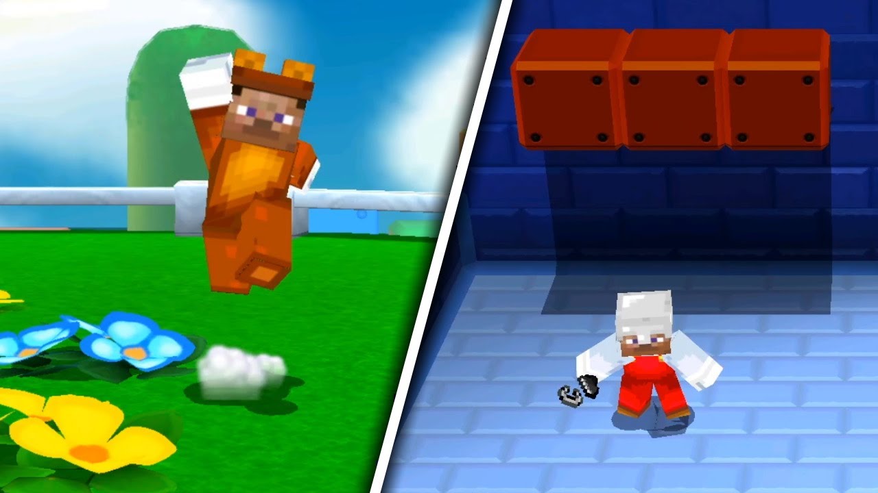 Playable MINECRAFT Steve in Super Mario 3D Land!