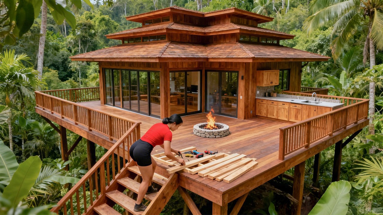 Unexpected Discovery Girl Finds a Ruined Cabin in the Forest and Brings It Back to Life