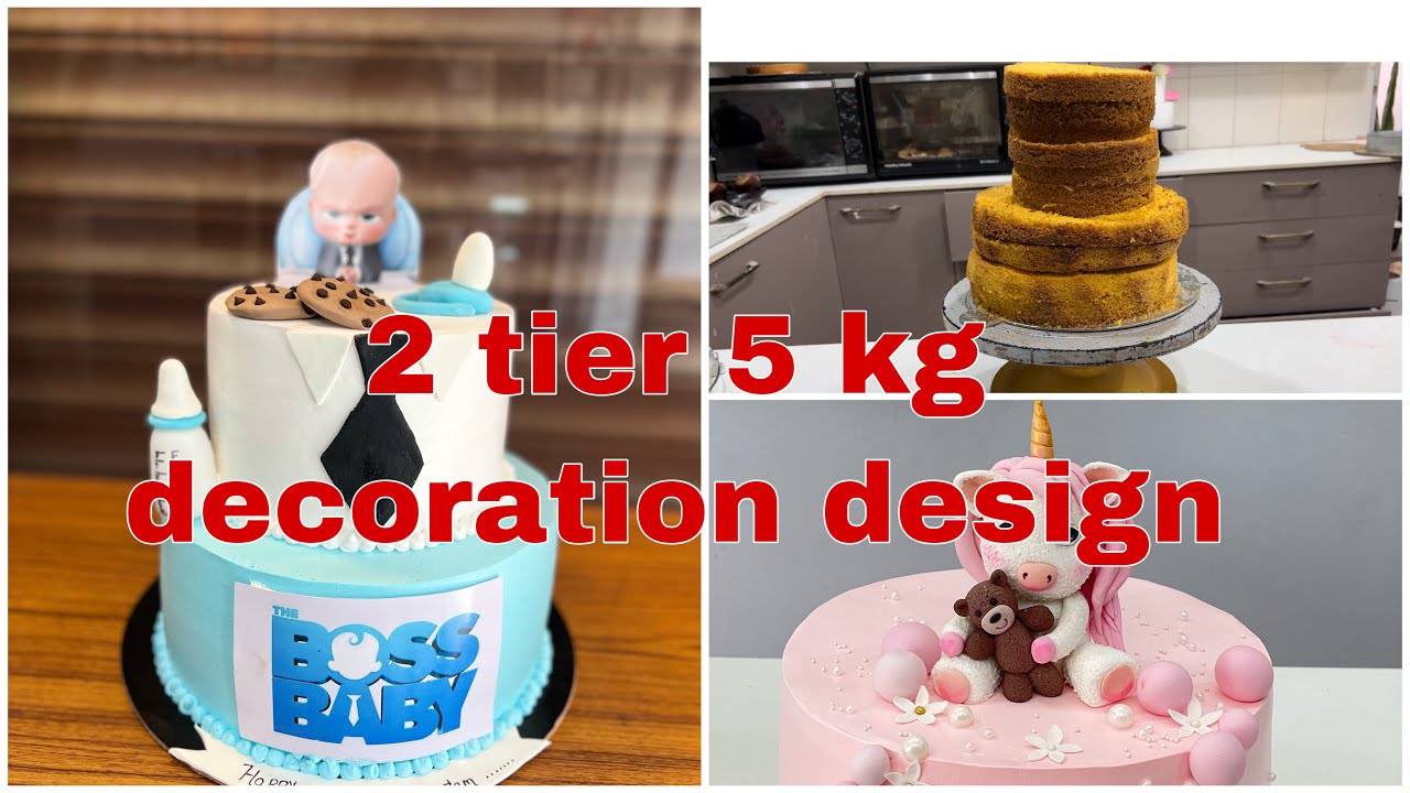 5 kg 2 tier cake decoration/how to decorate fondant flowers on whippcream cake|cake decoration.