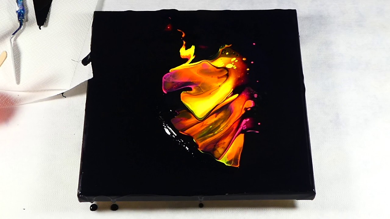 Dutch Pour Technique &ndash; Acrylic Paint &ndash; Combo Neon Colours &ndash; Tutorial &ndash; Easy Beginners