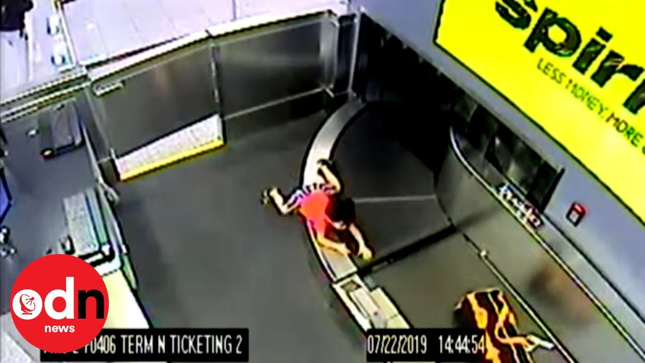 Horrifying Footage as Toddler Gets Swept Inside Airport Luggage Machine