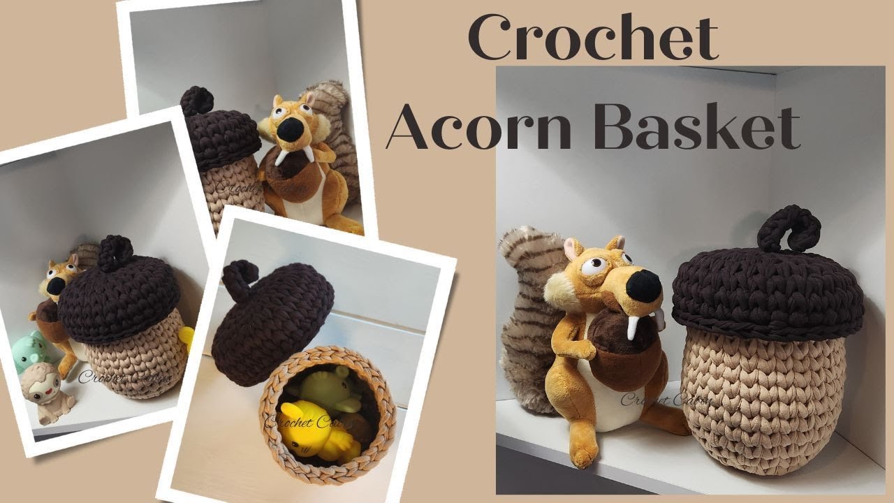 @crochetcabin6160 Вязаная крючком корзинка из желудей.