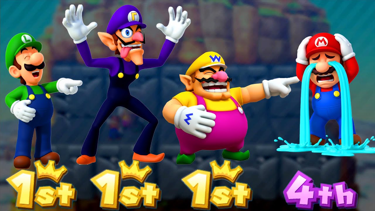 Mario Party 10 Funny Minigames - Mario Vs Luigi Vs Wario Vs Waluigi