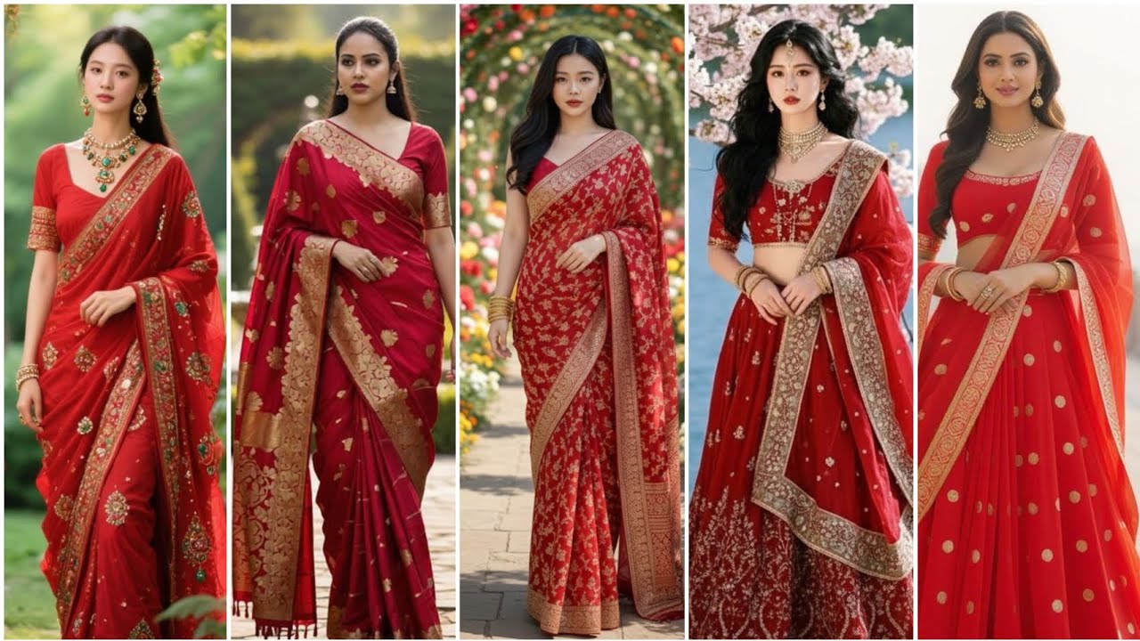 ❤️ Red Saree Look | Simple & Elegant Vibes ✨| 🌹 Red Saree Beauty | Indian Ethnic Style
