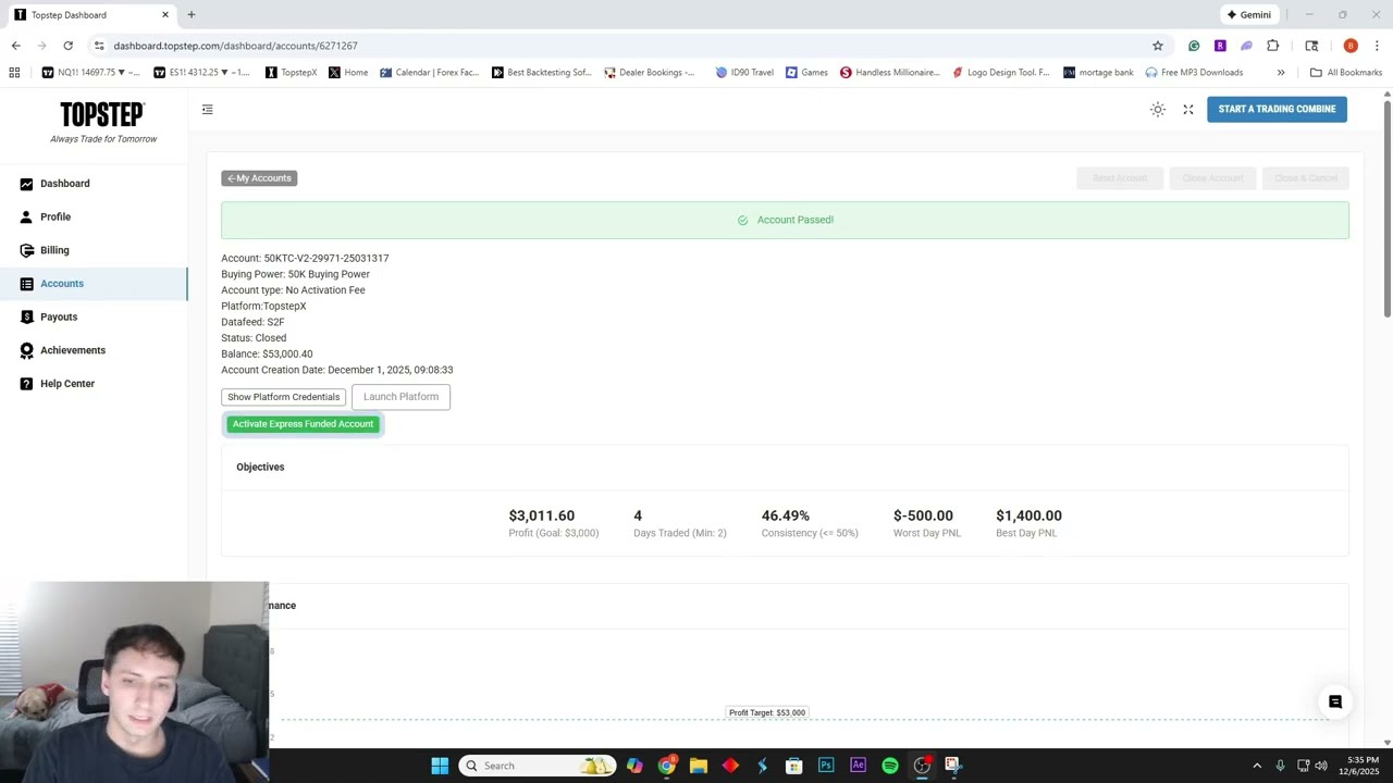 Passing Topsteps New No Activation Fee Account/Payout