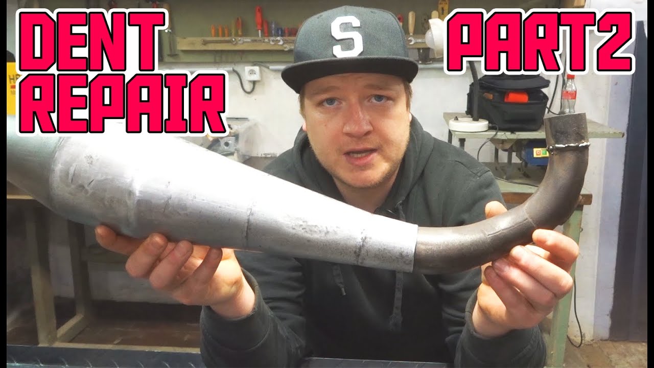 2 stroke exhaust pipe dent repair - Peugeot Fox Deluxe 50cc racer part 2