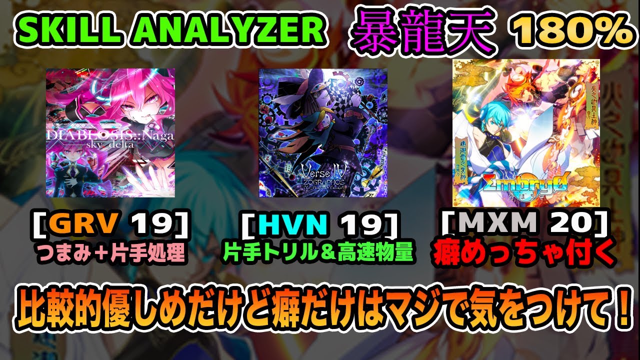 【SOUND VOLTEX】SKILL ANALYZER 暴龍天 第4回Bコース (ΣmbryØ回) 180%