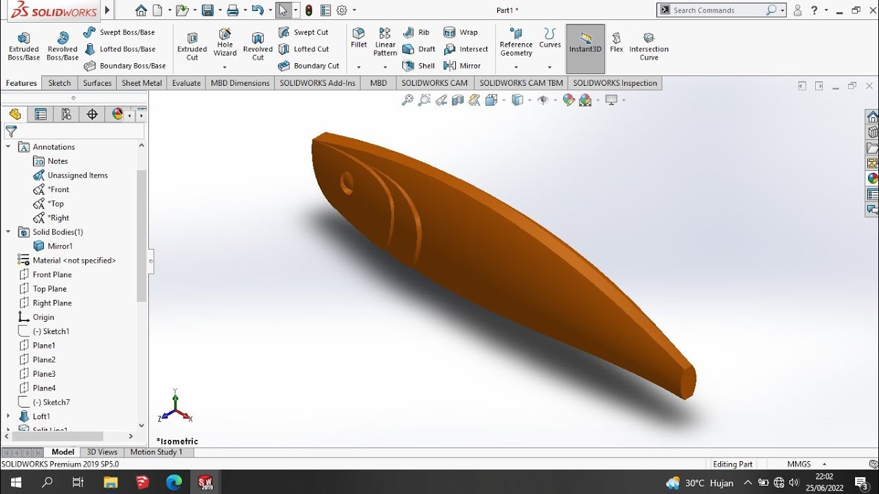 Membuat lure ikan di Solidworks sampai dikerjakan mesin CNC - Part 1