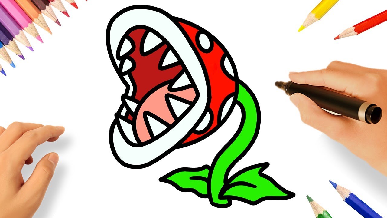 HOW TO DRAW PIRANHA PLANT | SUPER MARIO BROS