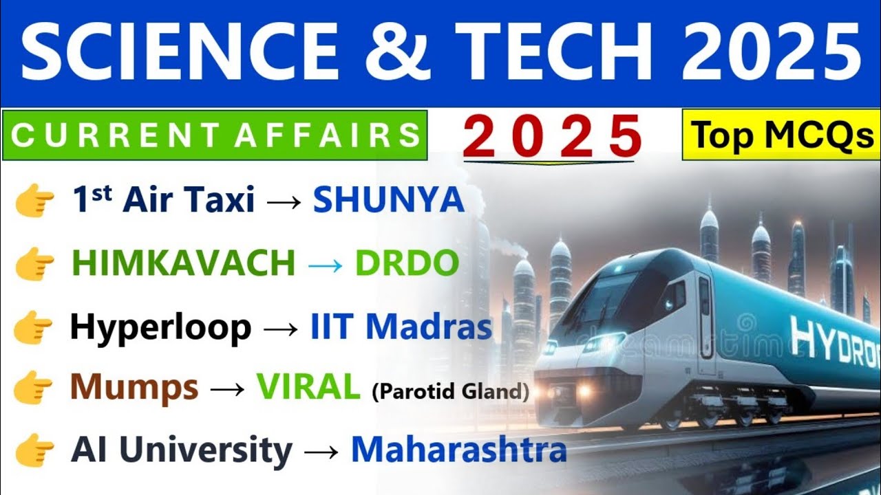 SCIENCE & TECHNOLOGY 2025 CURRENT AFFAIRS | SCI & TECH 2025 | UPDATED CURRENT AFFAIRS 2025 |