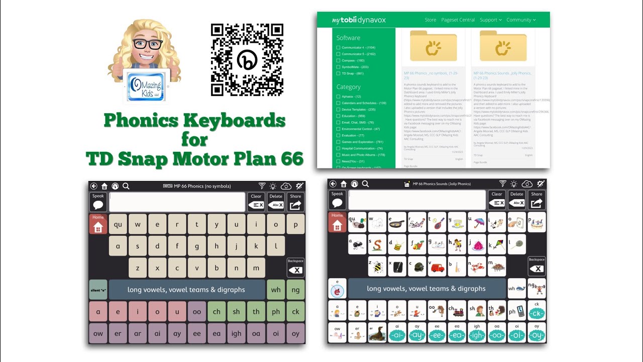 TD Snap: Phonics Keyboards for the Motor Plan 66 pageset (in MyTobiiDynavox Pageset Central)