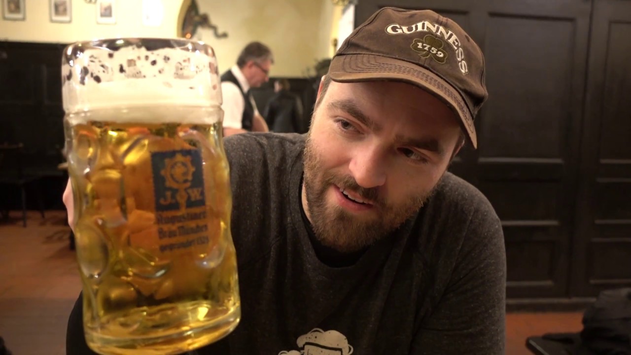Augustinerbr&auml;u Beer Hall in Munich, Germany - German Sausage Platter, Helles Lager & Dunkel Beers