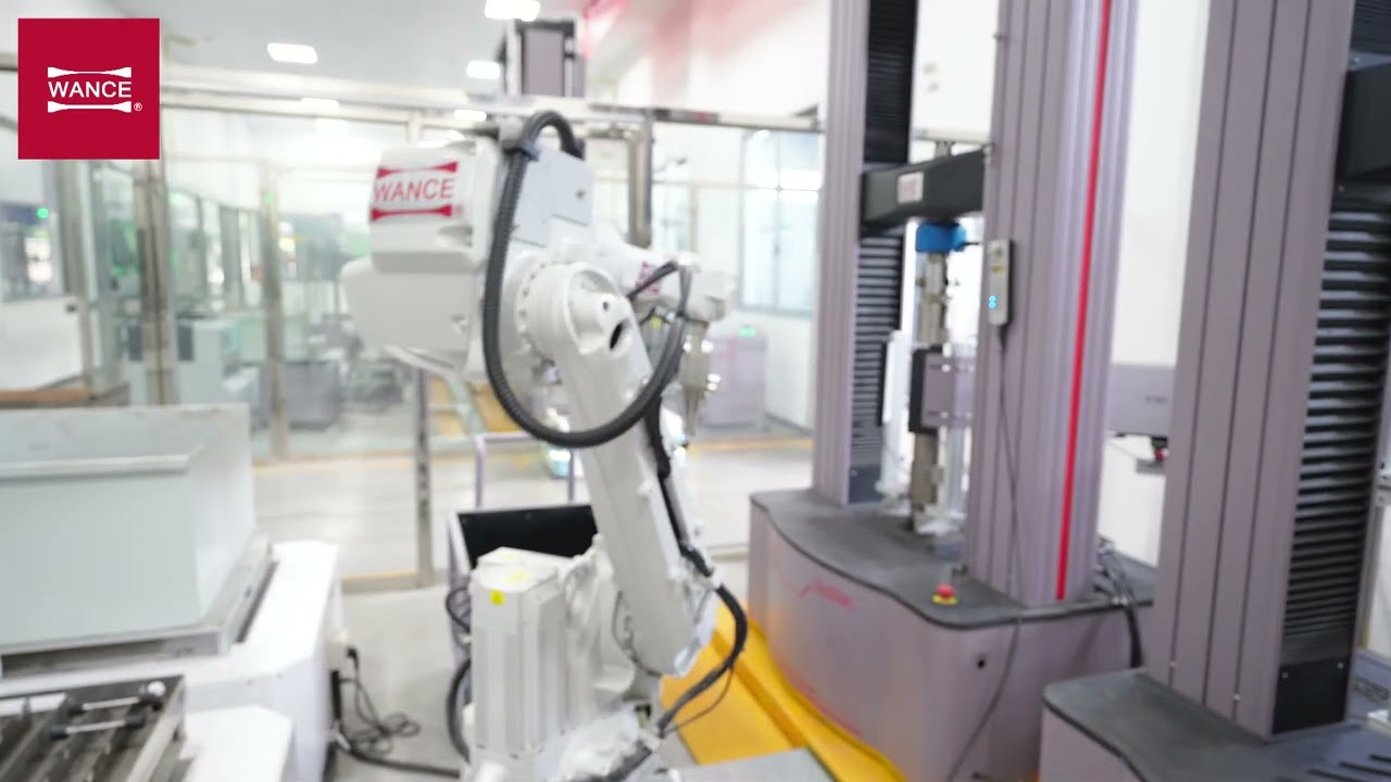 Robotic tensile testing for dumbbell round specimen