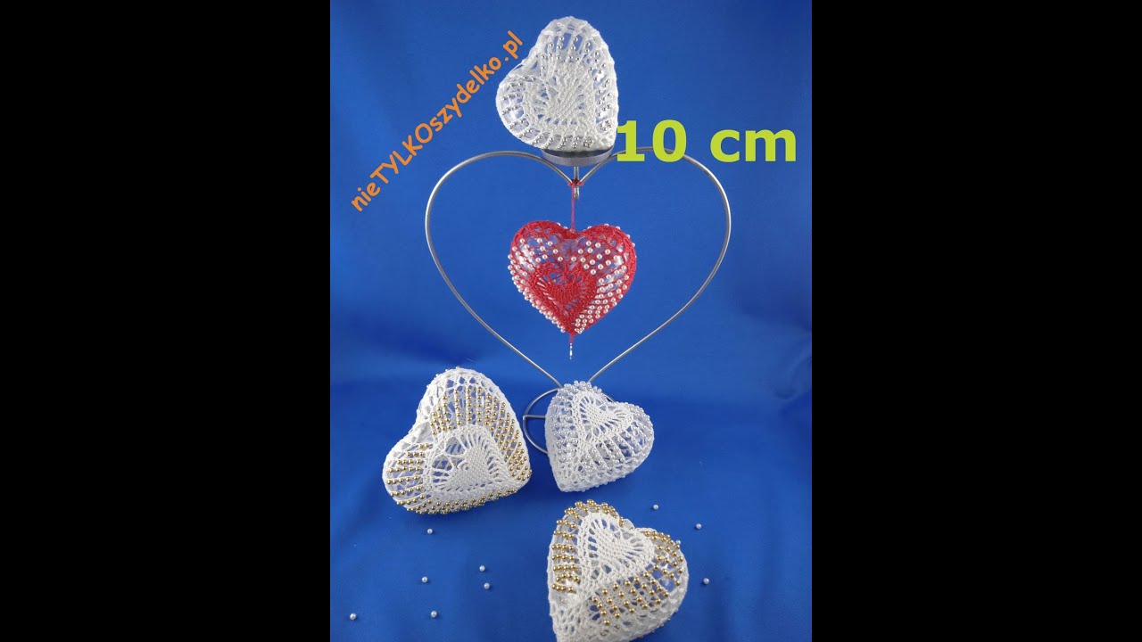 10 cm serce na szydełku z koralikami krok po kroku