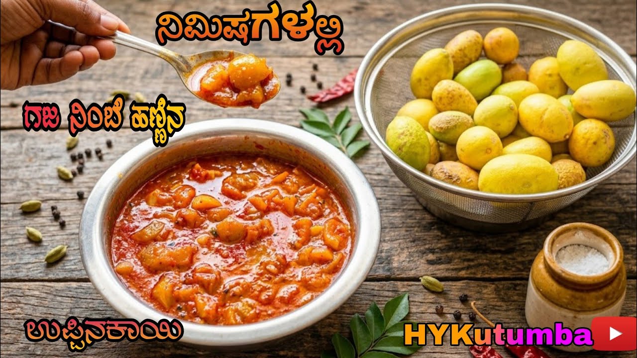 ಕಲವೇ ನಿಮಿಷಗಳಲ್ಲಿ ಗಜ ನಿಂಬೆ ಹಣ್ಣಿನ ಉಪ್ಪಿನಕಾಯಿ Lemon Pickle|Gaja Nimbe Uppinakayi Kannada #pickel