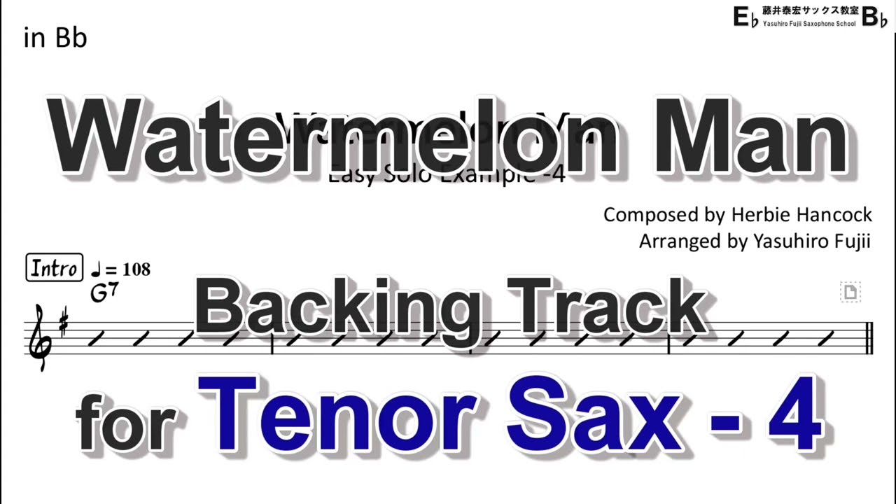 Watermelon Man - Backing Track with Sheet Music for Tenor Sax (Take-4)