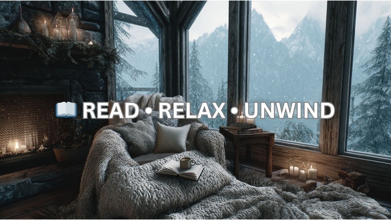 Rainy Night Reading with Calm Jazz ☕❄️ Cozy Fireplace Focus Music