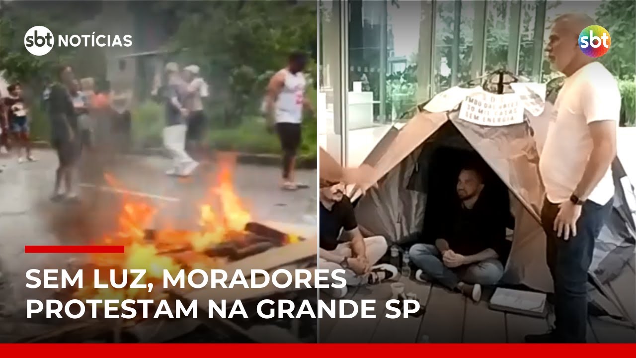 Protestos contra falta de luz em SP mobilizam moradores e prefeito de Embu das Artes | #SBTNotícias