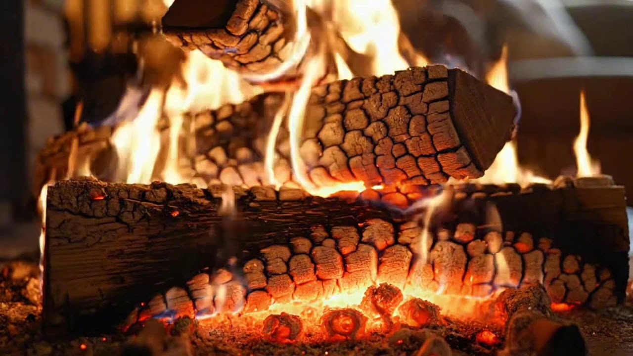 Night Fireplace 4K 🌙 Crackling Fire & Piano for Better Sleep
