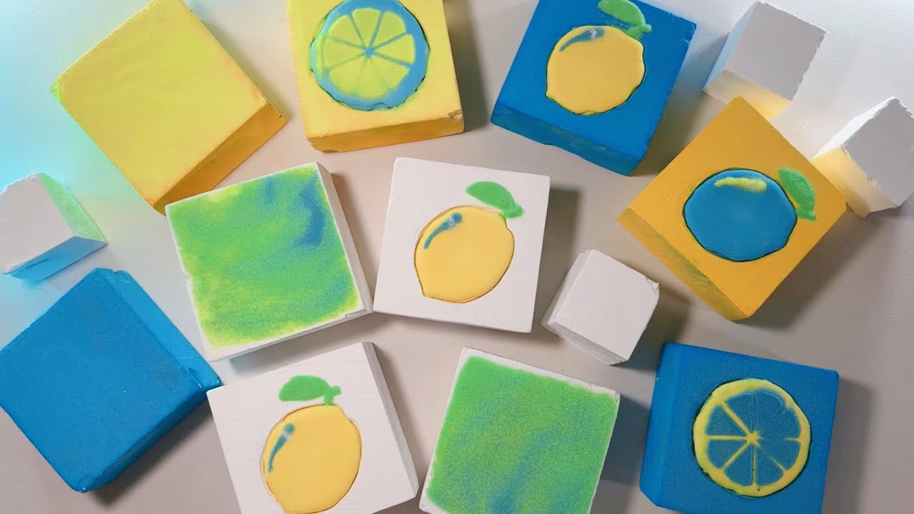 ASMR🍋Lemon | Crispy dyed&Cs&sand | Gym Chalk Crush | Sleep Aid | Oddly Satisfying |