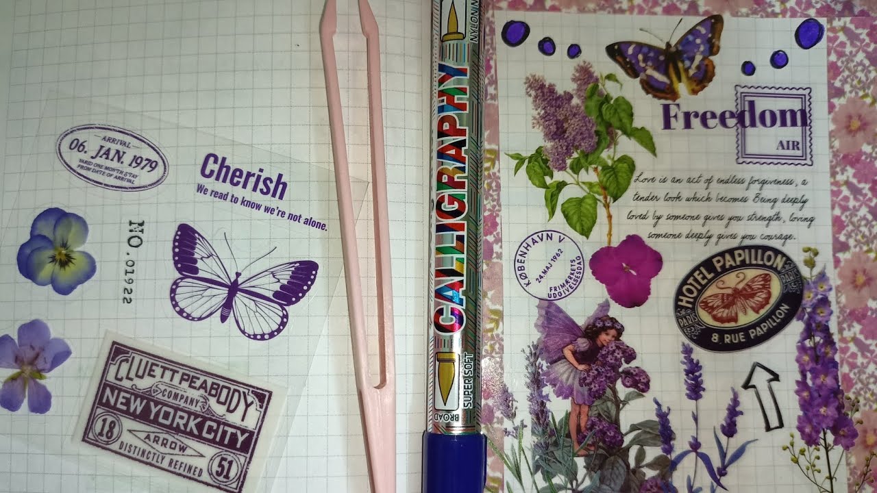Purple Themed Narrative Poetry Journal ideas..#kawaii #sticker #diy #asmr # creative #journal