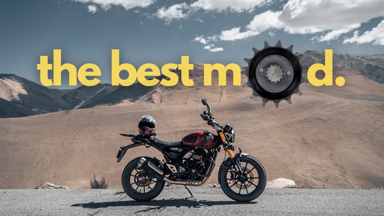 Самый дешёвый и эффективный мод для Triumph Scrambler 400X | Обзор передней звёздочки 15t