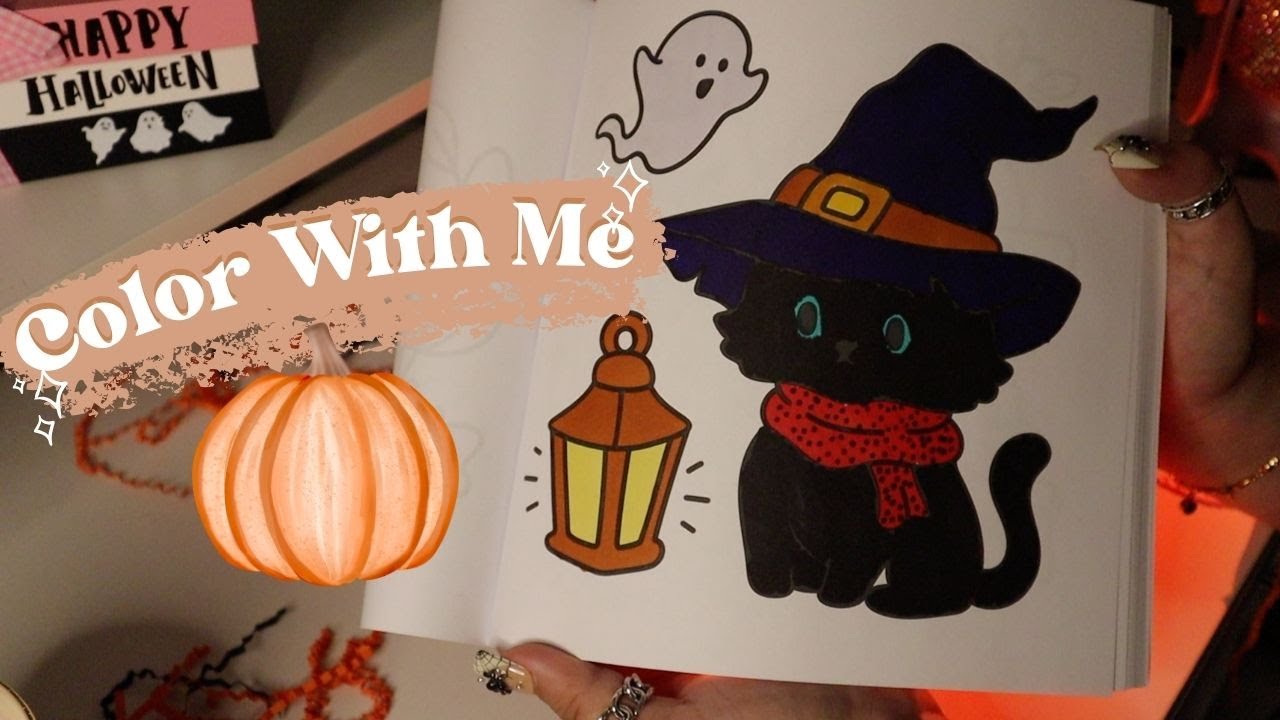 ✨ASMR Color With Me 👻💅🏼// Halloween Edition 🎃💜✨