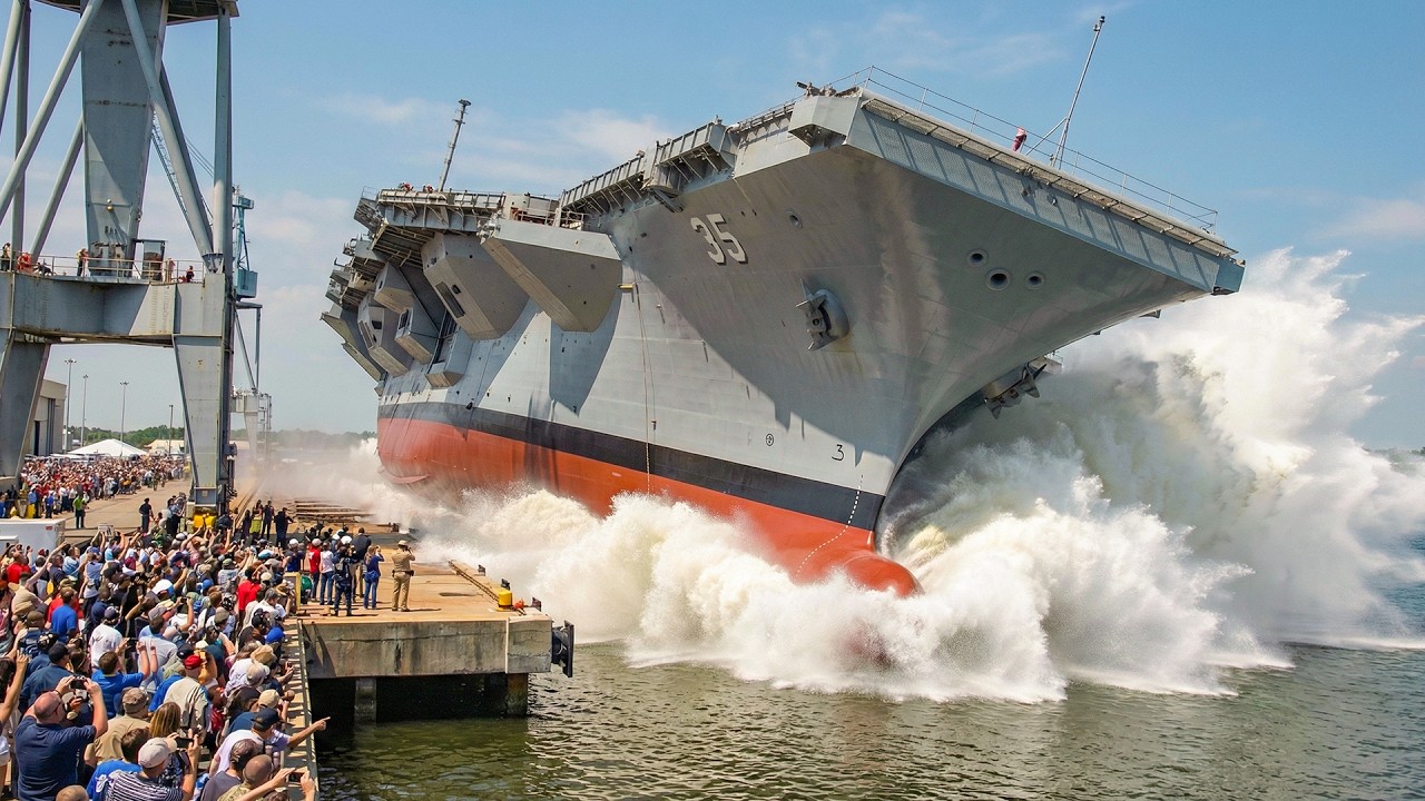 INSIDE the Mind-Blowing Process of Launching an Entire New Aircraft Carrier
