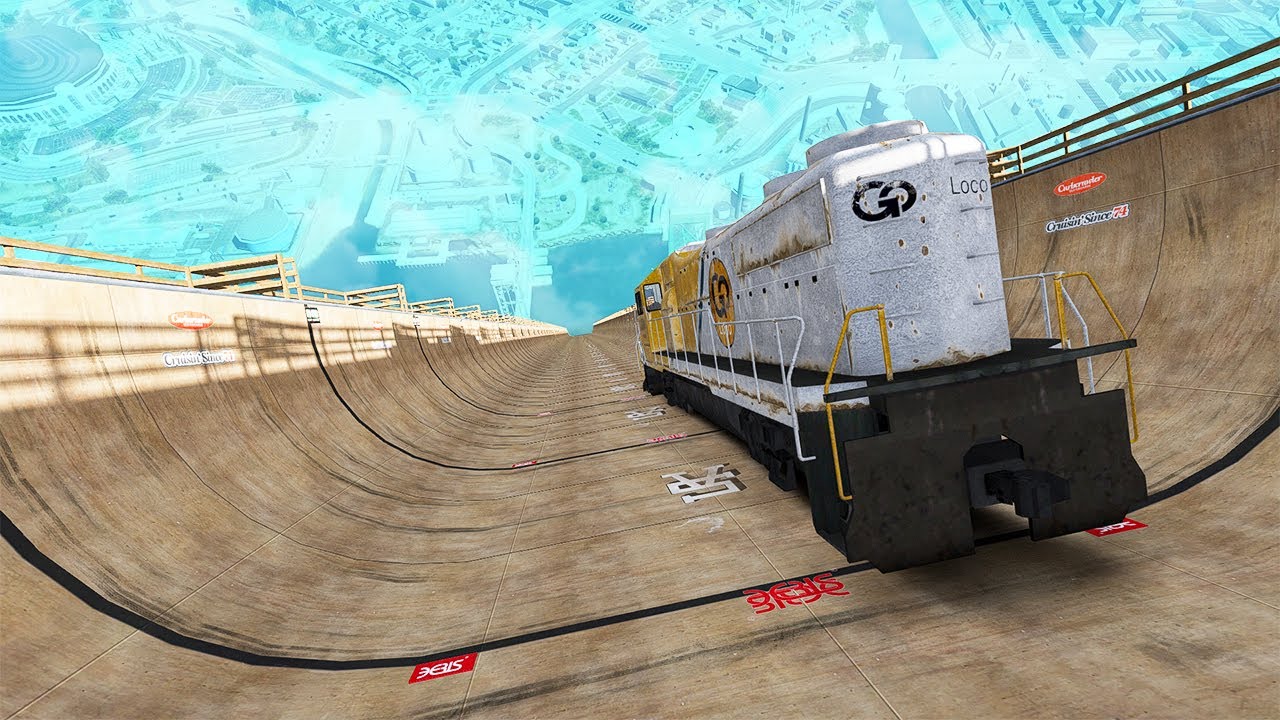 TRAIN vs MEGA RAMP in GTA 5