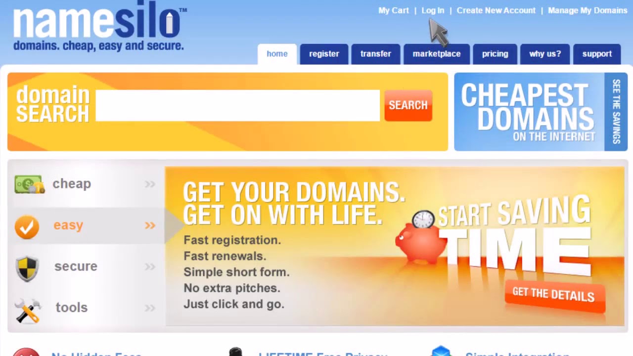 Change your Nameservers to Digicom server on Namesilo