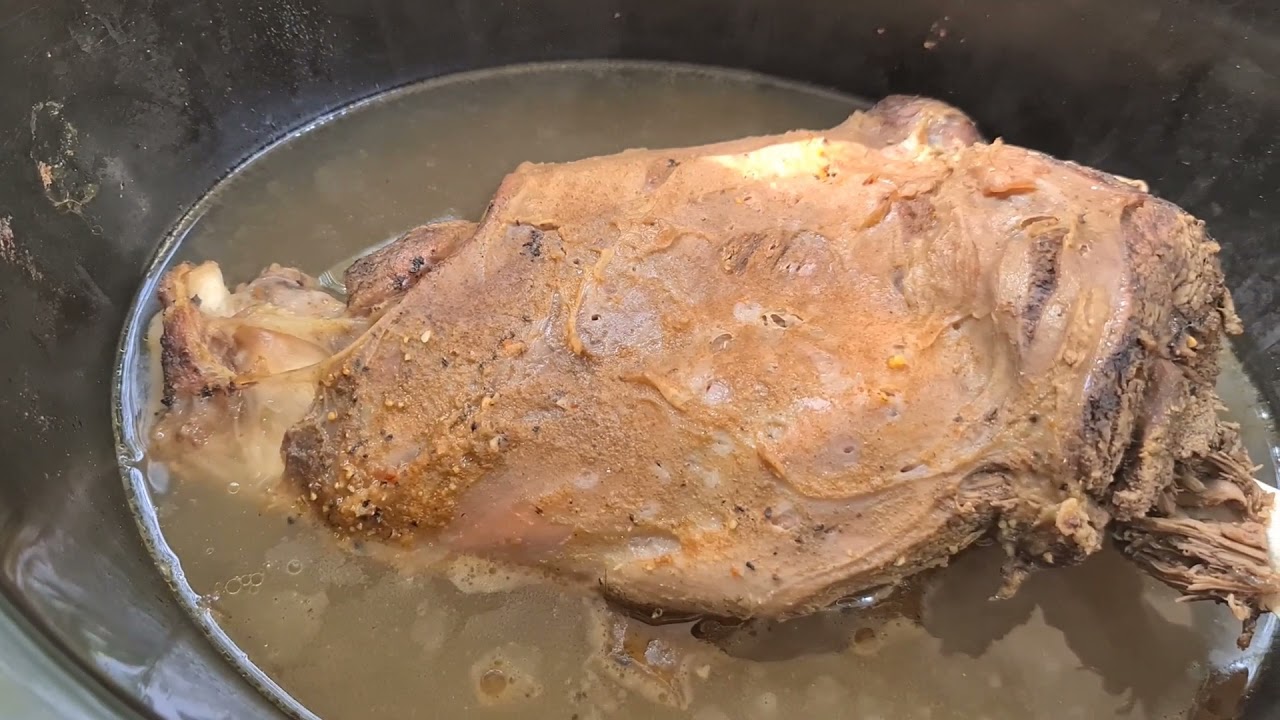 Slow cooking a wild billy goat leg