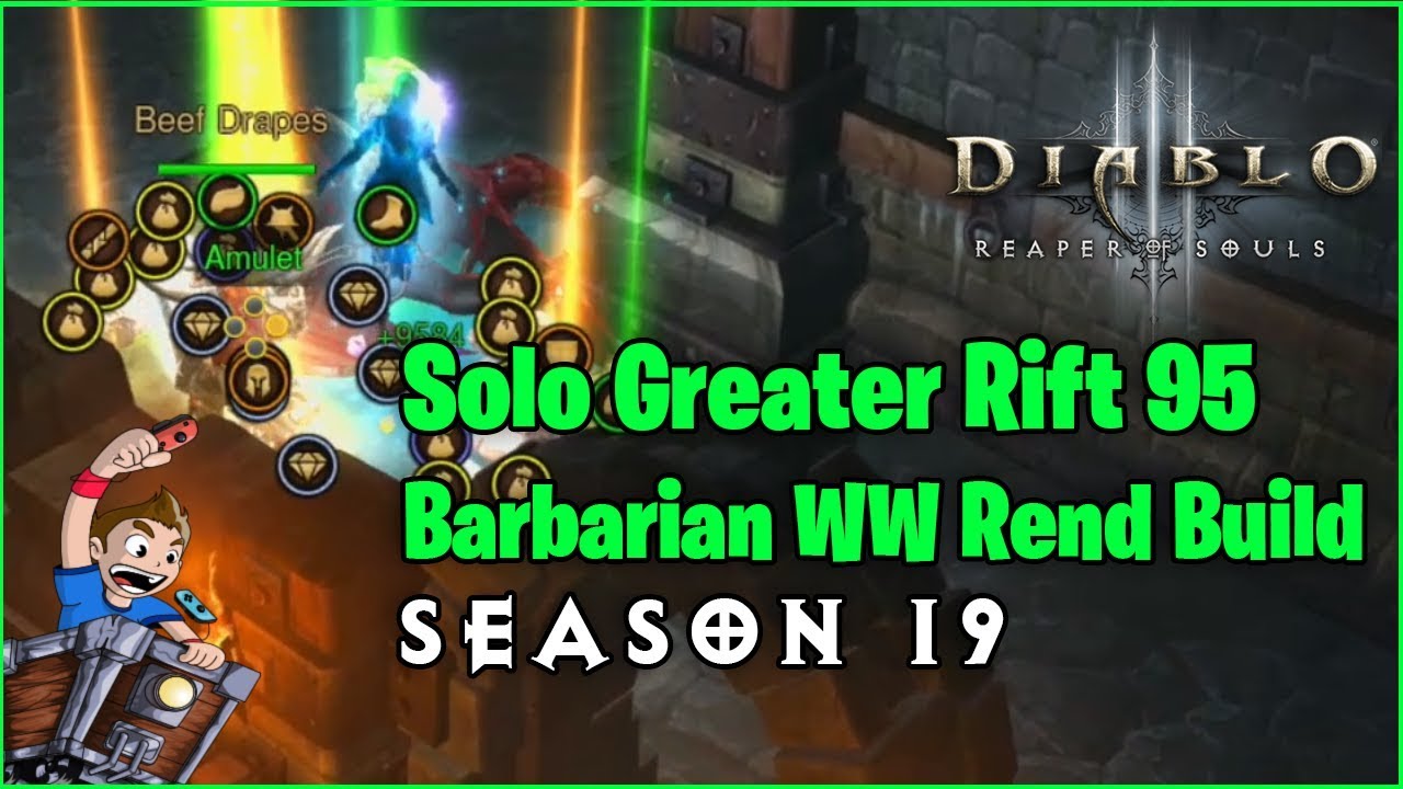 Diablo 3 Season 19 Solo Greater Rift 95 Barbarian Whirlwind Rend Build - Nintendo Switch