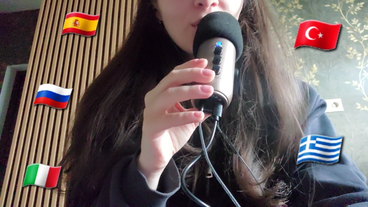 Trying to speak different languages ASMR 🇪🇸🇮🇹🇬🇷🇹🇷🇷🇺