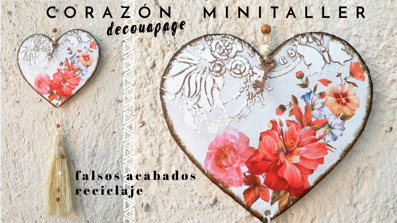 MINITALLER CORAZÓN CON PON PON -decoupage- reciclaje