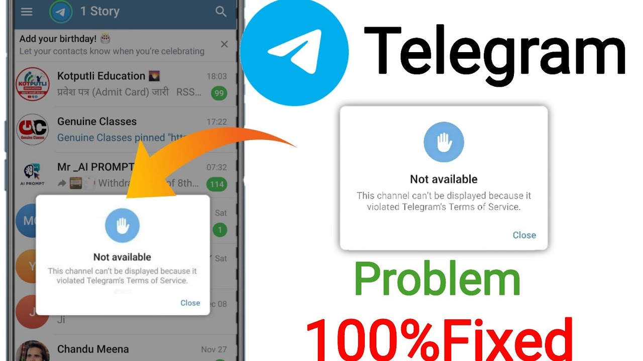 Not available this channel cannot be displayed because it violated telegram's terms of service | Fix